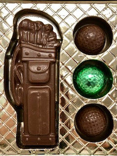 Milk, Chocolate Golf Bag and 3 half golf balls