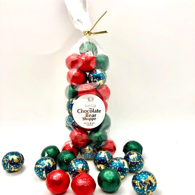 Dark, Foiled Christmas Chocolate Balls