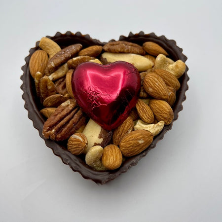 Dark, Chocolate Heart with Deluxe Nuts and a Large foiled Chocolate Heart